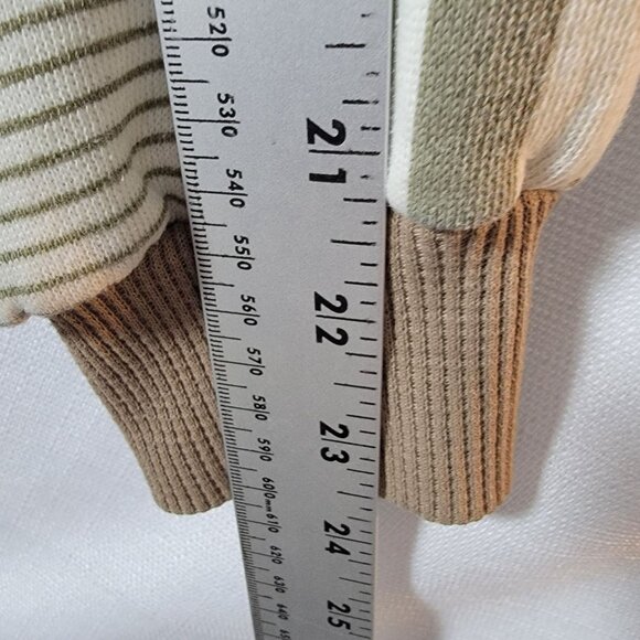 Todays News Men Designer Sweatshirt Sz L 1/4 Button & Tie Pullover Beige Classic - Picture 11 of 15